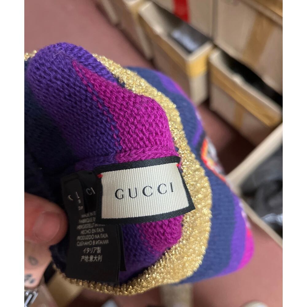 Gucci Multicolor Animal Print Wool Hat Size 58/ L - Picture 5 of 5